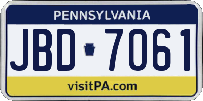 PA license plate JBD7061