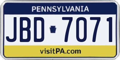 PA license plate JBD7071