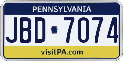 PA license plate JBD7074