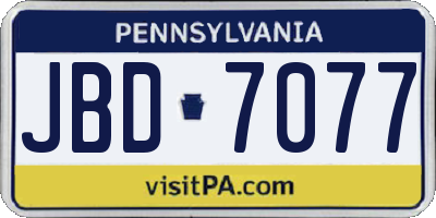 PA license plate JBD7077
