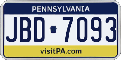 PA license plate JBD7093