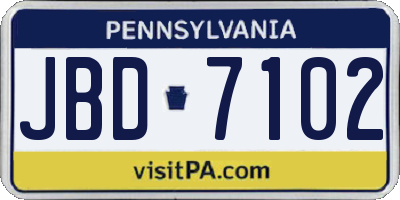 PA license plate JBD7102