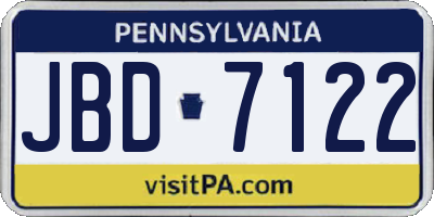 PA license plate JBD7122