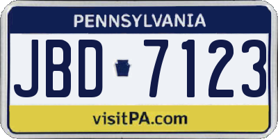 PA license plate JBD7123