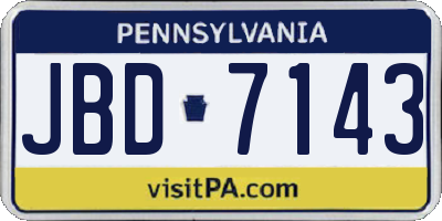 PA license plate JBD7143