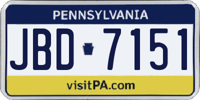 PA license plate JBD7151