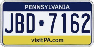 PA license plate JBD7162