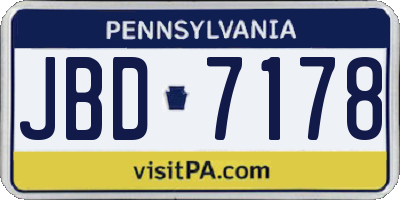 PA license plate JBD7178