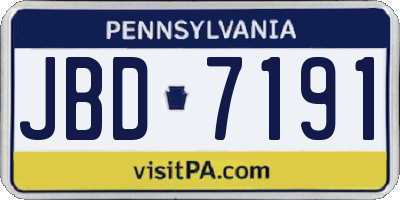PA license plate JBD7191