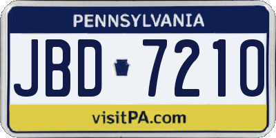 PA license plate JBD7210