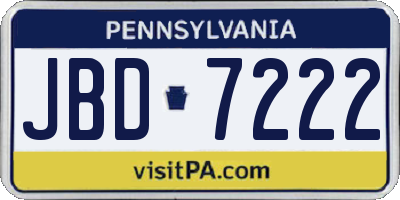 PA license plate JBD7222