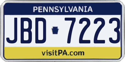 PA license plate JBD7223