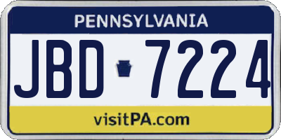 PA license plate JBD7224