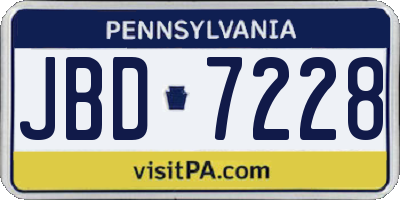 PA license plate JBD7228