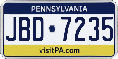 PA license plate JBD7235