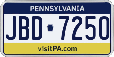 PA license plate JBD7250