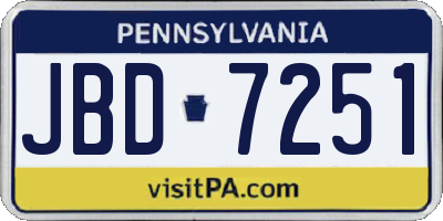 PA license plate JBD7251