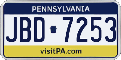 PA license plate JBD7253