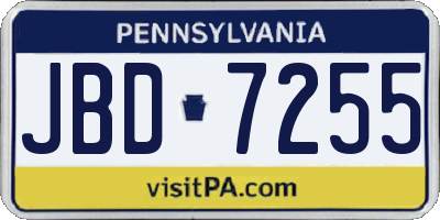 PA license plate JBD7255