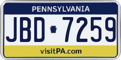 PA license plate JBD7259