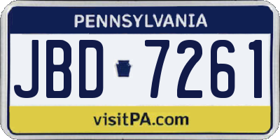 PA license plate JBD7261