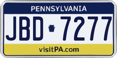 PA license plate JBD7277