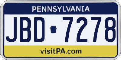 PA license plate JBD7278