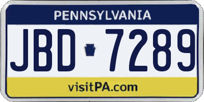 PA license plate JBD7289