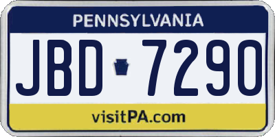 PA license plate JBD7290