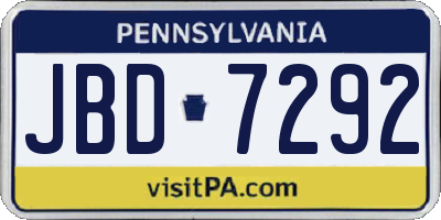 PA license plate JBD7292