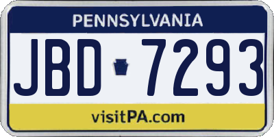 PA license plate JBD7293