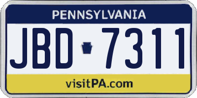 PA license plate JBD7311