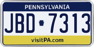 PA license plate JBD7313