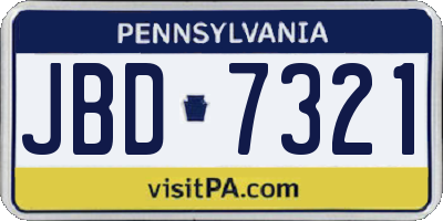 PA license plate JBD7321