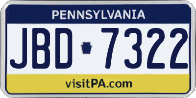 PA license plate JBD7322