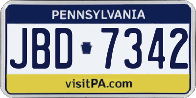 PA license plate JBD7342