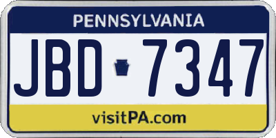 PA license plate JBD7347