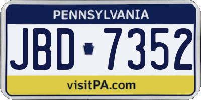 PA license plate JBD7352