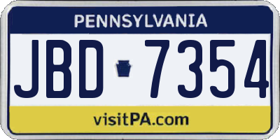 PA license plate JBD7354