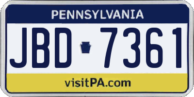 PA license plate JBD7361