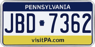 PA license plate JBD7362