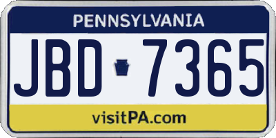PA license plate JBD7365