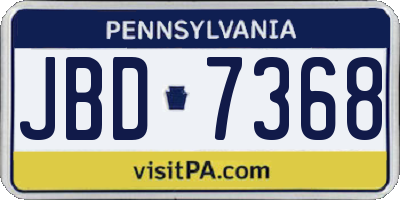 PA license plate JBD7368