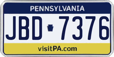 PA license plate JBD7376