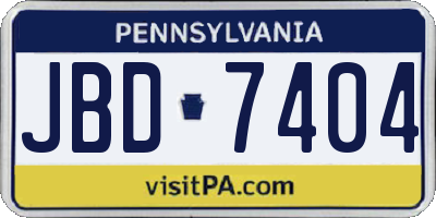 PA license plate JBD7404