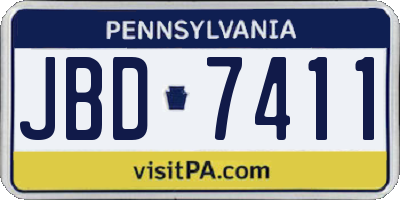 PA license plate JBD7411