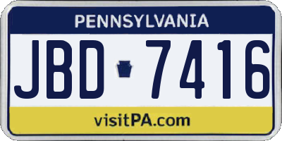 PA license plate JBD7416