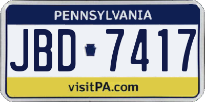 PA license plate JBD7417