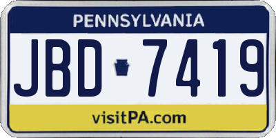 PA license plate JBD7419