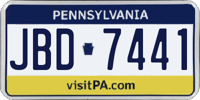 PA license plate JBD7441